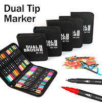 Juego de Marcadores de Arte de Doble Punta con Bolsa para CD de 48/60/80/120 Colores, en Stock de Fábrica, para Niños y Adultos, para Escribir y Pintar