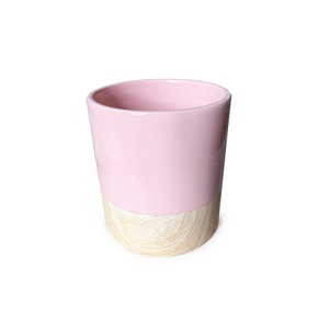 De alta calidad de imitación de madera cerámica <span class=keywords><strong>Rosa</strong></span> redondo pequeño suculentas maceta pote de flor - Product Image 1