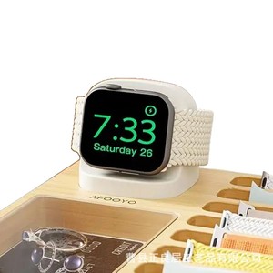 Boîte de rangement pour bracelet de montre en bambou avec support, organisateur de bureau pour bracelets et cartes Apple Watch, design en bois massif - Product Image 5