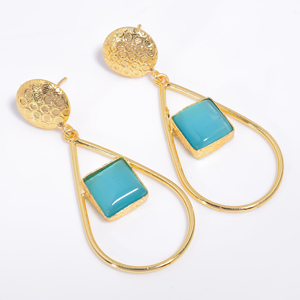 Girls Fashion 14k Gold Plated Brass Gemstone Earrings Handmade Brass Gemstone Jewelry Manufacturer Antique Brass Jewelry - Product Image 4