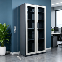 Armoire de classement commerciale moderne en acier avec porte vitrée battante, pliable et convertible, pour rangement de bureau à domicile réglable