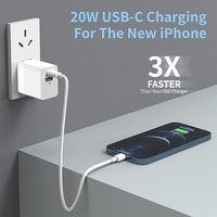 USB C Ladegerät, 30W 2 Port Ladegerät mit 20W USB C Netzteil Power Port PD 2 mit faltbarem Stecker für iPad Pro