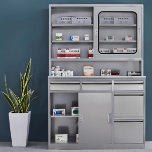 Armoire d'hôpital moderne à double usage en acier inoxydable 304 - Porte-médicaments stérile et organisateur de dossiers de bureau - Product Image 2