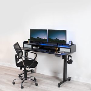 Venta al por mayor 60 pulgadas de altura ajustable 2 niveles escritorios de pie, estaciones de trabajo móviles de pie con cajones de almacenamiento controladores de memoria - Product Image 2