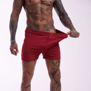 Boxers rouges en coton pour hommes, respirants, doux, coupe décontractée, braguette boutonnée, sous-vêtements en coton pour hommes, fabrication de vêtements - Product Image 1