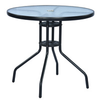 Table en verre trempé moderne et minimaliste pour l'extérieur, résistante à l'eau et au soleil, idéale pour la terrasse, la cour, le petit balcon - Parfaite pour s'asseoir autour du thé