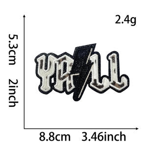 Parche de purpurina con patrón de rayo y logotipo de marca cortado a láser al por mayor, parche bordado personalizado de forma irregular con tu diseño - Product Image 4