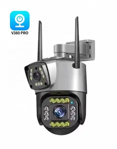 Kamera deteksi manusia v380pro, 2024 luar ruangan v380pro 4G Wifi lensa ganda V10 sistem kamera deteksi manusia jaringan tahan air CCTV peluru PTZ Wifi kamera