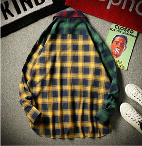 Men Flannel Plaid Spring Autumn Casual Soft Comfort Vintage Plaid <strong>Patchwork</strong> Women <strong>Shirts</strong> - Product Image 4