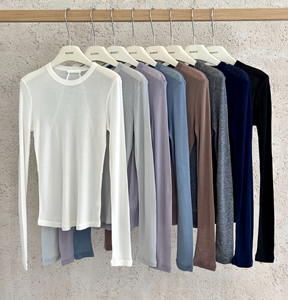 Maglietta a <span class=keywords><strong>Maniche</strong></span> <span class=keywords><strong>Lunghe</strong></span> da Donna 2026 con Collo Rotondo, Alta Elasticità, Tessuto Trasparente, Cucitura Posteriore, Vestibilità Aderente, Singolo Strato - Product Image 4