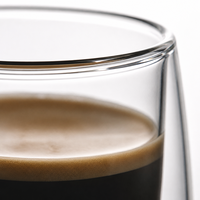 Mug à café en verre borosilicate double paroi résistant à la chaleur, transparent, multi-capacités, avec poignée, réutilisable, option logo personnalisé, vente en gros