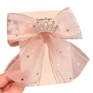 Pinzas para el cabello para niñas, pinzas con lazo de encaje de princesa y diamantes de imitación, pinzas con corona para niñas, accesorios para el cabello - Product Image 5
