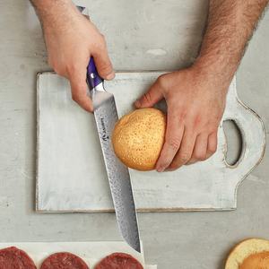 <span class=keywords><strong>Cuchillo</strong></span> rebanador de acero de Damasco, <span class=keywords><strong>cuchillo</strong></span> de talla de Chef de cocina <span class=keywords><strong>profesional</strong></span> de 8 pulgadas para carne, jamón - Product Image 6