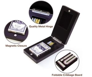 Tùy Chỉnh Bằng Gỗ <span class=keywords><strong>Cribbage</strong></span> Hội Đồng Quản Trị Trò Chơi Thiết Lập Có Thể Gập Lại 3-Theo Dõi Thủ Công Với Từ Tính 9 Kim Loại Peg Xách Tay Gia Đình Du Lịch - Product Image 5