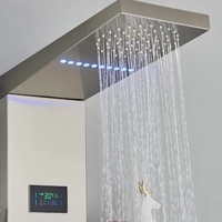 Vente chaude Colonne de douche murale en acier inoxydable avec cascade pour salle de bain Panneaux de douche à LED