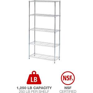 Alera ALE Étagère métallique résidentielle à cinq niveaux 36w X 14d X 72h en métal argenté - Product Image 6