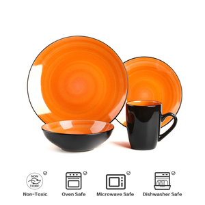 Semtember Promotion Western Style Ceramic Plates With Bowls Unique Design Oven Safe Round <b>Dinnerware</b> <b>Sets</b> for Home Restaurant - Product Image 6