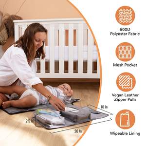 Bolsa de Pañales Plegable de 3 Secciones, Estuche para Toallitas, Bolsa de Almacenamiento para Artículos Esenciales del Bebé, Organizador de Pañales, Cambiador Portátil, Bolso de Mano para Mamá - Product Image 4