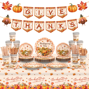 Ensemble de vaisselle pour Thanksgiving, assiettes jetables pour <span class=keywords><strong>la</strong></span> fête de <span class=keywords><strong>la</strong></span> gratitude de <span class=keywords><strong>la</strong></span> récolte d'automne - Product Image 1