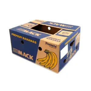 Design personalizado Papelão Vazio Banana Carton Fruit Box para Frutas Embalagem Papelão Ondulado Agricultura Quadrado Reciclável Aceitar