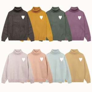 Suéter de punto jacquard gris con cuello y manga larga, diseño de logotipo personalizado al por mayor, suéter de punto 100% lana para hombre - Product Image 5