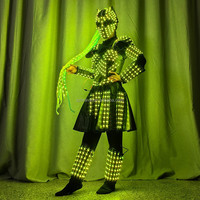 Costume LED RGB lumineux avec masque, tenue lumineuse intégrale, combinaison LED scintillante pour spectacle de scène, performance en boîte de nuit