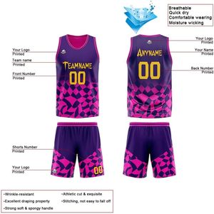 Maillot de basket-ball réversible personnalisé, col en V, sublimé, respirant, unisexe, pour adultes et jeunes, uniformes d'équipe avec nom, numéro et logo - Product Image 4