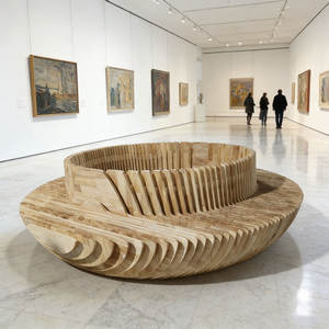 Banc d'extérieur en fibre de verre avec dossier découpé, design moderne, forme en L, pieds sabre, assise anticorrosion pour parcs, hôtels et espaces publics - Product Image 4