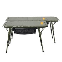 Table de camping pliante tactique IGT en aluminium réglable en hauteur pour cuisine extérieure, barbecue de jardin, charge 60 kg - Grande Vente