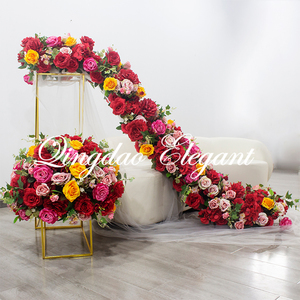 Bola de flores artificiales para decoración de boda, centro de mesa grande, flor de pasillo, amarillo, rojo, rosa, Rosa - Product Image 1