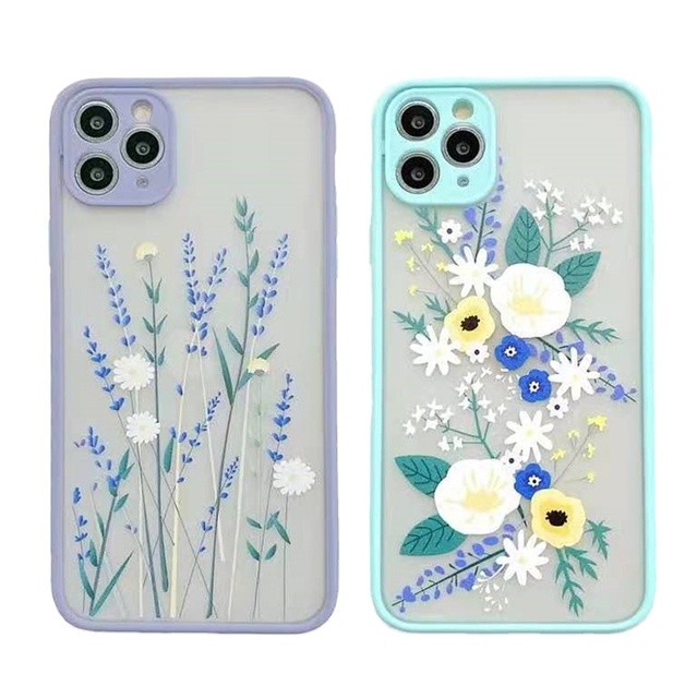 New Hard Plastic Floral Pattern Frosted Back Case for Apple iPhone 7 8 X XR 11 12 13 14