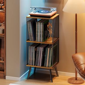 Étagère de rangement pour <span class=keywords><strong>CD</strong></span>/disques en acier moderne réglable, 2 étagères, type sur pied, meubles de maison pour le salon, stocke plusieurs - Product Image 6