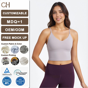 เสื้อกล้ามผู้หญิงสไตล์ยุโรปอเมริกัน ผ้าสองด้านเนื้อนุ่ม เซ็กซี่ สายเดี่ยวแบบสปอร์ตบรา สัมผัสนุ่มสบาย เหมาะสำหรับโยคะและฟิตเนส - Product Image 1