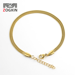 Zogxin Men's Gold Plated Snake Chain Bracelet Zinc Alloy Geometric Design Fashion Jewelry - Product Image 1