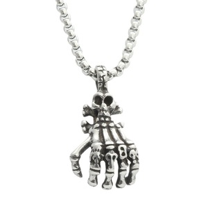 Collar con Colgante de Garra de Esqueleto, Plata Tibetana, Estilo Punk Retro para Hombre, Cadena de Joyería Casual - Product Image 5