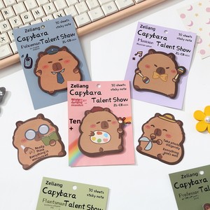 Blocchetti Adesivi a Forma di Capibara, 30 Fogli Multicolore, Carta Adesiva Kawaii a Forma di Capibara, Formato Piccolo - Product Image 2