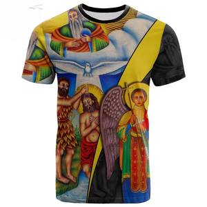 Camiseta Personalizada con Estampado de la Bandera Ortodoxa Etíope para Hombre, Talla Grande, Cuello Redondo, Transpirable, para Ejercicio y Fitness - Product Image 2