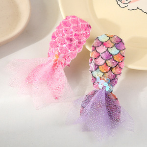 Fermagli per Capelli da Bambina a Forma di <span class=keywords><strong>Coda</strong></span> di Sirena Arcobaleno con Paillettes Colorate - Product Image 2