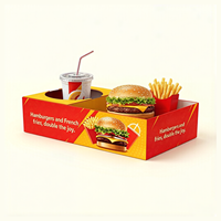 Caja para Hamburguesas Multifuncional de Cartón Ecológico con Personalización de Fábrica, Laminación Mate, para Bebidas y Papas Fritas