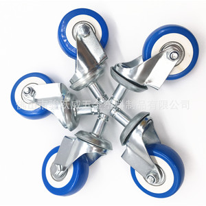 Roulette pivotante bleue de 2 pouces à double roulement, silencieuse, pour meubles, avec roue en PVC respectueuse du sol - Product Image 5
