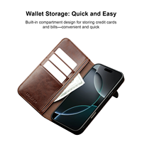 Étui portefeuille de luxe en cuir véritable pour iPhone 18 17 Pro Max Series avec fentes pour cartes, rangement pour billets et support intégré