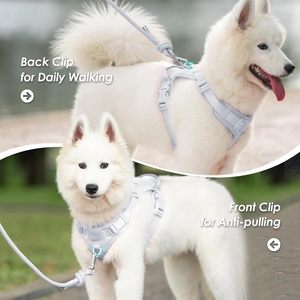 OEM Custom Nylon Dog Harness Set with Waterproof Leash <b>Collar</b> Reflective No Choke Vest Harness for Large Dogs - Product Image 2