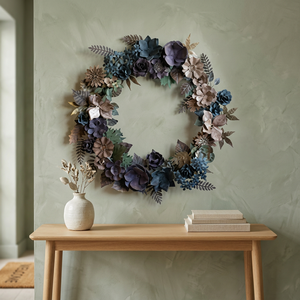 Corona de Flores Preservadas Hecha a Mano, Redonda, Estilo Bohemio, Decorativa, Sin Iluminación - Product Image 1