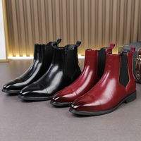 Bottes Chelsea pour hommes à bout pointu, avec panneaux latéraux élastiques, à enfiler, en cuir à imprimés animaliers, bottines habillées plates, respirantes et légères