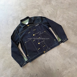 Vestes en jean coupe boxy boutonnées personnalisées en usine, en denim brut japonais selvedge 14oz épais, pour hommes - Product Image 1