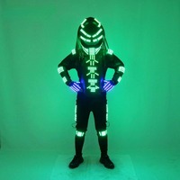 Costume de Cosplay Robot LED à Changement de Couleur Soldat en Fer pour Danse de Salon - Performance Unisexe Adulte en Polyester