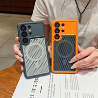 Casing Ponsel Jaring Pendingin Warna Baru dengan Desain Sarang Lebah untuk Samsung S25 S26 S24 Ultra, Pelindung Lensa, dan Mendukung Pengisian Daya Magnetik