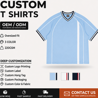T-shirt pour homme personnalisé à col en V contrasté, manches courtes, de haute qualité, coupe ample, t-shirt de sport pour le football