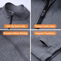 Maglietta Sportiva Casual per Corsa e Palestra, Design OEM, Manica Lunga con Logo Personalizzato, Mezza Zip sul Colletto
