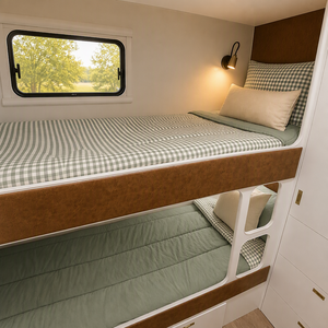 Juego de Ropa de Cama para Caravana 100% Algodón Stonewashed Gingham Todo en Uno, <span class=keywords><strong>Funda</strong></span> de Edredón y <span class=keywords><strong>Funda</strong></span> de Almohada para Litera, Ropa de Cama para Camping al por Mayor - Product Image 3